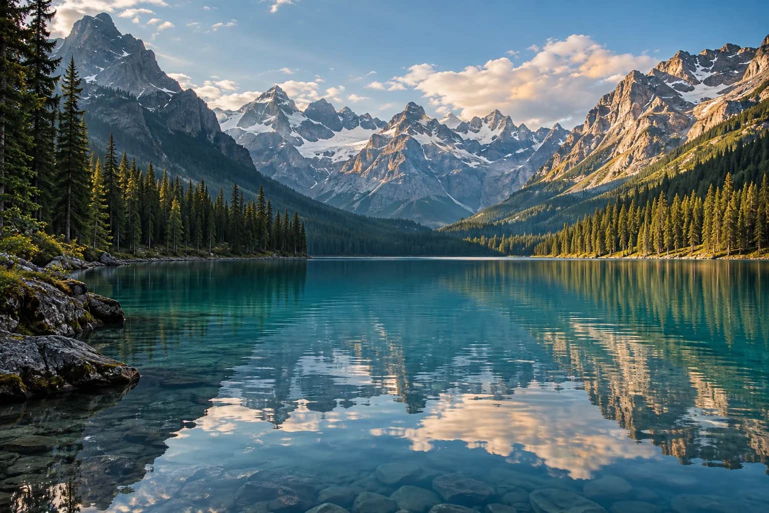 An alpine lake beneath mountain ridges that form its watershed